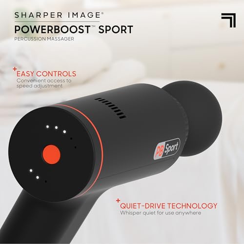 Image of Sharper Image Powerboost Sport Deep Tissue Percussion Massage Gun | Lightweight Portable Handheld Massager, Shoulder & Back Pain Relief, Muscle Recovery, Travel Essential, Gift for Men & Women