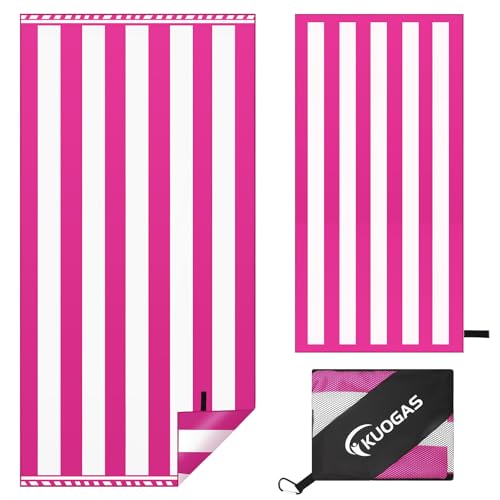 KUOGAS Toalla Playa XXL 90×180 cm, Toalla Grande de Microfibra de Secado RáPido, Toalla de BañO Sin Arena, Manta de Playa Mujer (Rosa Rojo)