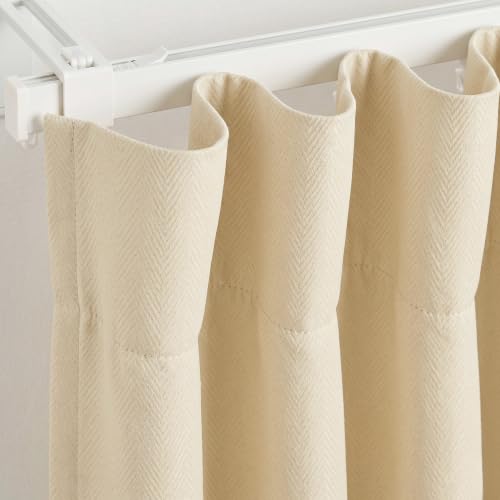 Image of FRESH FROM LOOM 6 ft | Non-Ring Curtains | 100% Blackout | Premium | Non-Ring Curtains | S-Wave Pleat | Parda | Light Block Blackout Parde | (Cream | 6 Feet Long, Set of 2)