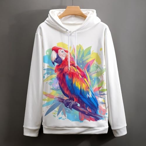 Sweat à capuche perroquet aquarelle sweatshirt pullover S - 5