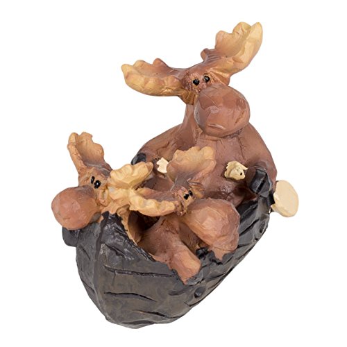 Slifka Sales Co. Moose Family In Canoe Resin Decorative Tabletop Figurine #TOP1
