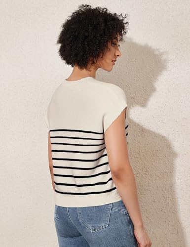 Image of PrettyGuide Women's Cap Sleeve Sweater Tank Tops Casual Summer Ribbed Knit Dressy Tops