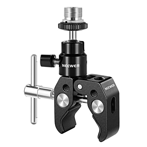Neewer Crab Clamp Articulated Mini Ball Head, Super Clamp Mic Mount With 1/4" To 5/8" Thread, Compatible With Smallrig Camera Cage And Microphones, Bearing Up To 3.3Lb/1.5Kg (St48) #TOP23