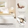 Merax Queen Size Boucle Fabric Upholstered Platform Bed with Two Removable Pillow Headboard, Wood Bed Frame with Solid Round Legs for Kids Teens Adults, White