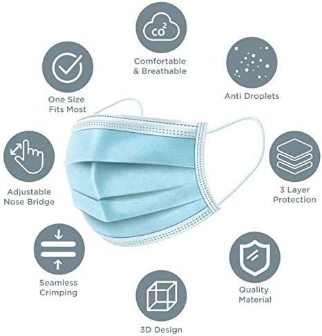 50 Pieces 3 PLY Blue Disposable Mask