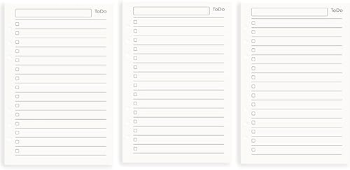 Paquete de 3 repuestos para planificador A5, 6 anillas, papel de repuesto para lista de tareas pendientes beige, hojas sueltas, para carpetas