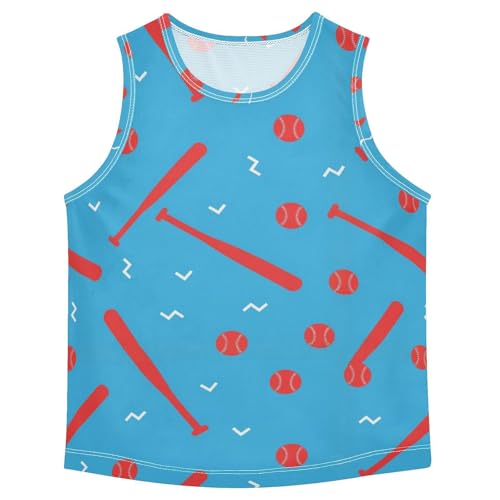 J JOYSAY Blue Baseball Bats Boys Tank Top Sleeveless Muscle Shirts Quick Dry Sport Active Workout Kids T-Shirts 3-15T