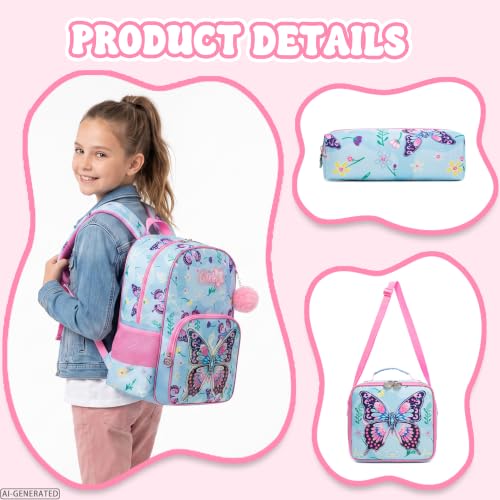 Image of Kid's Luggage Set 5 Piece Suitcase Set 16'' Hardside Luggage with Spinner Wheels Girls Carry on Toddler Luggage Travel Rolling Luggage Carry on Luggage Airline Approved