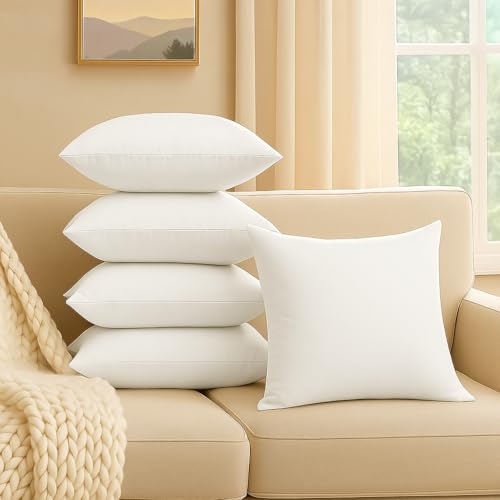 Image of Premium Polyester Fiber Cushion Fillers - Pack of 5 Pcs | 22 x 22 Inches | White| Cushions, Sofa Pillow, Cushion for Sofa, Cushion for Bed, Decorative Pillow, Pillow for Support