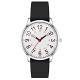 NYMICL Orologio al quarzo facile da leggere per l'uso quotidiano, quadrante da 35 mm con grandi numeri arabi, cinturino in silicone resistente all'acqua con lancette luminose, nero