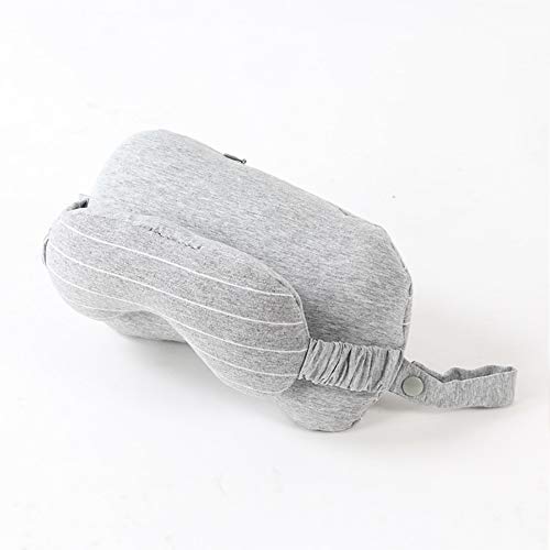HWL Almohada De Viaje Portátil, Almohada De Cuello De Viaje De Negocios Multifunción Y Máscara para Los Ojos con Mango Cómodo Portátil para Viajes Al Aire Libre,Lightgray
