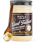 Beef Tallow for Cooking | Pasture Raised Grass Fed Beef Tallow | Paleo & Keto Friendly, 100% Grass Fed & Finished Beef Fat | The Maple Valley, 14 oz
