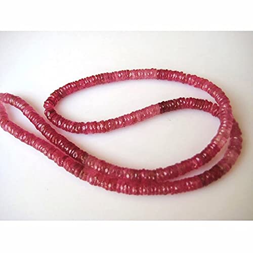 Perles Heishi rubis 4.5mm micro facettées fil 8 pouces intercalaires pour création de bijoux DIY