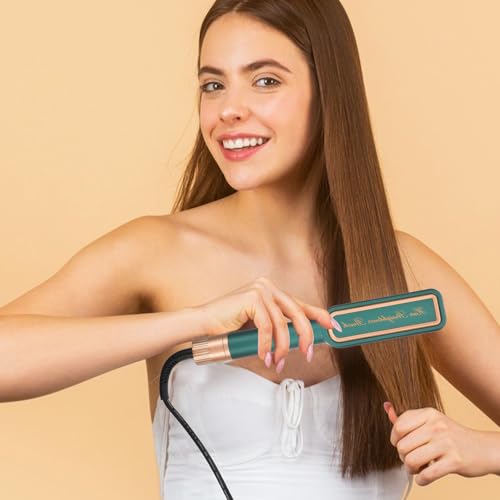 Plancha para el cabello inalámbrica Ipetboom con temperatura ajustable, cepillo alisador portátil ligero para cabello ondulado y rizado, con conector eléctrico estadounidense miniatura 3