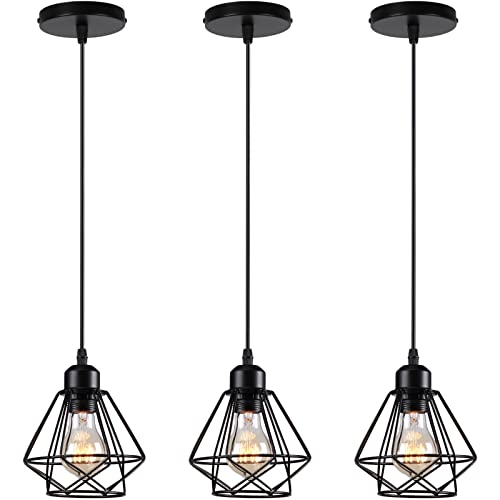 Suspension cage métal noir au design rétro américain pour intérieur