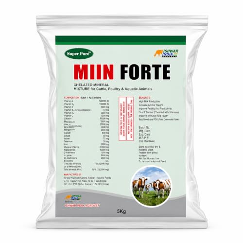 Image of MIIN Forte Pouch Pack | Mineral Mixture Powder for Cattle, Buffaloes, Goats & Sheep | Boosts Milk Yield, Growth, Immunity Booster | Powerful Chelated Minerals Mixture (1Kg)