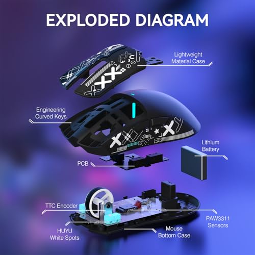 ATTACK SHARK Mouse para jogos X11 leve sem fio com base de carregamento RGB, Tri-Mode-2.4G/USB-C com