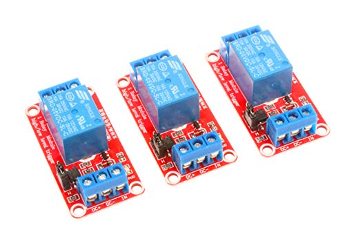 Noyito 1 Channel Relay Module With Isolated Optocoupler 5V 12V 24V High Low Level Trigger Module Triggered (Pack Of 3) (24V, Red) #TOP23