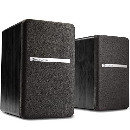 SINGING WOOD T25 Enceintes d’étagère passives à 2 Voies 60 Watts (30 W x 2) avec Support de Montage Mural préinstallé – Finition en Bois de hêtre, Paire – (Noir) - Les Beatles, Paul McCartney, John Lennon, RIngo Starr, George Harrison SINGING WOOD T25 Enceintes d'étagère passives à 2 Voies 60 Watts (30 W x 2) avec Support de Montage Mural préinstallé - Finition en Bois de hêtre, Paire - (Noir) – Image 3