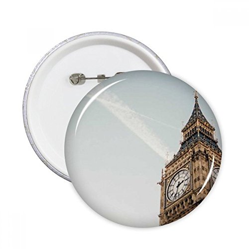 Pins Big Ben nuages badge bouton rond pour dissimuler un accroc ou embellir un vêtement uni S