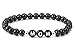Pulsera con alfabeto negro ónix natural cuerda de piedras preciosas cadena cuentas carta mamá