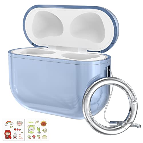 Hianjoo Case Compatible with Apple AirPods Pro 2 (2022), Silicone Protective Case Compatible with AirPods Pro 2nd Generation, Shock Absorption Cover with Keychain and 2 Sheets Stickers for DIY -Blue