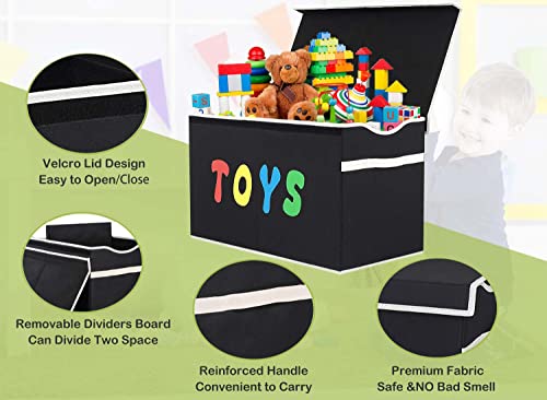 Yoloxo Toy Box Chest, Collapsible Sturdy Storage Bins With Lids, Extra Large Kids Toy Storage Organizer Boxes Bins Baskets For Kids, Boys, Girls, Nursery Room, Playroom, Closet (New Black) #TOP2