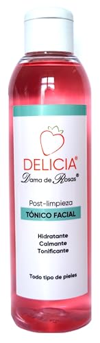 Delicia Dama de Rosas Tónico Facial Hidratante, Calmante y Tonificante para Todo Tipo de Pieles, 200 ml