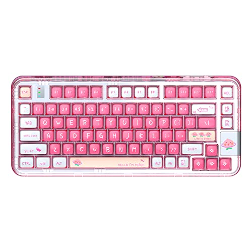 Yunzii Coolkiller Ck75 Wireless Hot Swappable Mechanical Keyboard, Transparent Acrylic Gasket Mounted Keyboard For For Windows/Mac(Meow Switch,Peach Pink) #TOP28