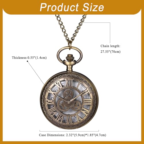 JewelryWe Vintage Owl Pocket Watch Steampunk Novelty Locket Quartz Pendant Necklace Watches with 31.5 Inch Chain4