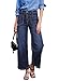 Sidefeel Women's Wide Leg Jeans High Waisted Straight Leg Stretchy Trendy Loose Zimbaplatinum Ankle Denim Pants Dark Blue Size 12
