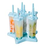 Chichic Popsicle Molds, Ice Pop Maker, Ice Pop Molds, BPA-Free, Repeated Use, Set of 6 (Diamond, Sky Blue)