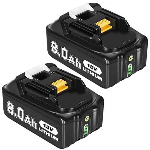 Image of 2 Count 8000mAh BL1860B 18V Replacement for Maki-ta 18V Battery Compatible with Maki-ta 18 Volt Lithium-ion Battery BL1815 BL1830 BL1845 BL1850 BL1840 BL1820 Cordless Power Tools (02)