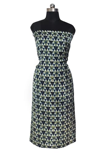 Image of Ethnics of Kutch Womens's Ajrakh Modal Silk Natural Dye Hand Block Print Unstitched Kurta Fabric