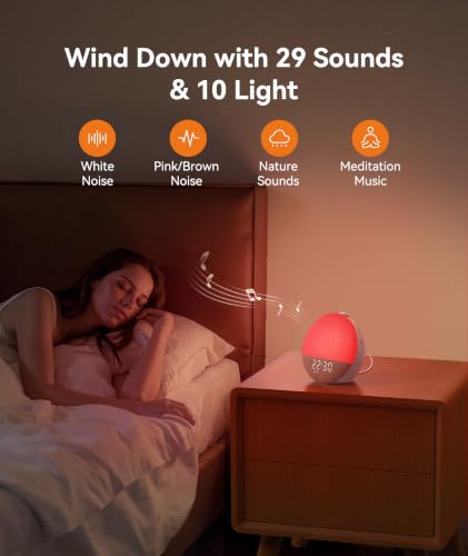 Image of Dreamegg Sunrise 2 Sunrise Alarm Clock, Sound Machine for Sleep, 29 Sounds | White Noise Machine, Gentle Sunrise Alarm, One-Tap Favorites, Dimmable Night Light, No App, Adults Kids Bedrooms