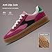 Vilanva Women's Fashion Sneakers Casual Tennis Shoes with Genuine Suede Classic Retro Gum Sole Walking Trendy Footwear Pink Multi