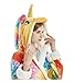 Produktbild Yuepin Kapuzen-Bademantel, Einhorn Bademantel Strampler Erwachsene Tierpyjamas Karikatur Nachthemd weich Nachtwäsche Halloween Weihnachten (Farbige Sterne, M)