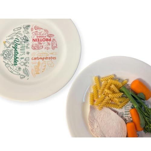 Thorness Coppia di piatti colorati in melamina per adulti per incoraggiare un'alimentazione sana, piatti dietetici in melamina divisi visivamente per dimagrire e perdere peso