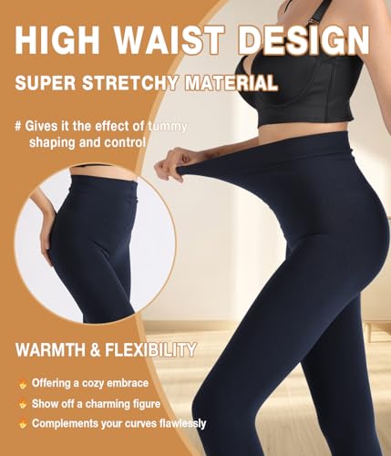 Image of MERYLURE Winter Warm Fleece Lined Tights for Women, Opaque Thermal Pantyhose, High Waisted Control Top Leggings