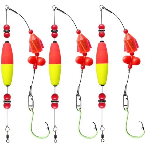 Skipaelf Catfish Rig with Rattler Santee Cooper Float Rigs, 8/0 Circle Hooks, 3 Packs for Bank Fishing