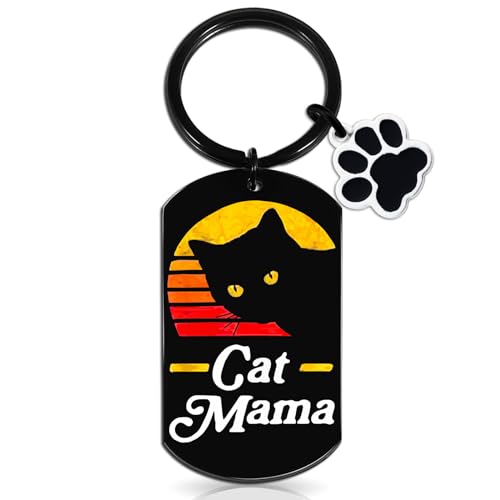 OEHEDOU Cat Mom Gifts For Women Black Cat Gifts Cats Parent Keychain Cats Mama Gift New Puppy Fur Baby Owners Kitty Lovers Gift For Women Kitty Mom Valentines Day Item Kitties Item For Kitties Mommy