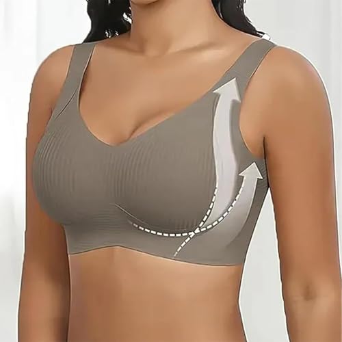 3PCS Seamless-Bras for Women 2025 Push Up Adjustable Bras Cozy Ribbed Wireless Full Support Sports Bra Solid Color Plus Size3