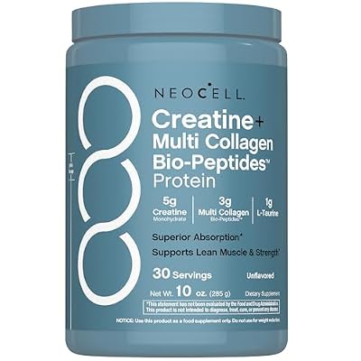 NeoCell Creatine Monohydrate Powder | 30 Servings | with Multi Collagen Peptides | Unflavored | for Women and Men