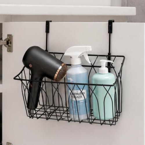 TOPZEA-2-Pack-Grid-Storage-Baskets-with-Hooks-Metal-Hanging-Wire-Basket-Kitchen-Over-the-Cabinet-Door-Organizer-Caddy-for-Cutting-Board-Kitchen-Wrap-Foil-Cleaning-Supplies-Bakeware-Towel