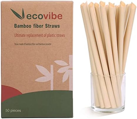 Ecovibe Straws Bamboo Straws Milkshake Straws Bamboo Straws Disposable Compostable Disposable Straw Straws For Hot Drinks Paper Boba Straws Bamboo Straw Drinking Bambo Straws Eco Straws（50 Pcs)