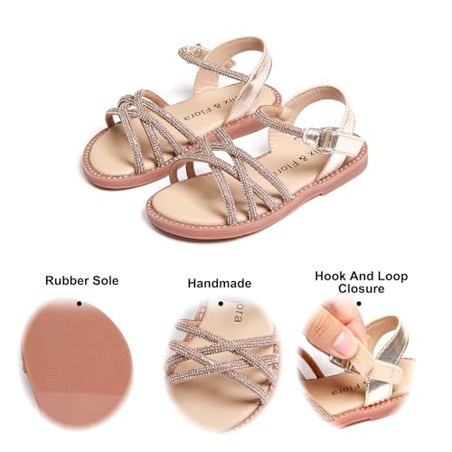 Image of Felix & Flora Toddler Girl Sandals -Flower Girl Dress Shoes Open Toe Little Kid Flats