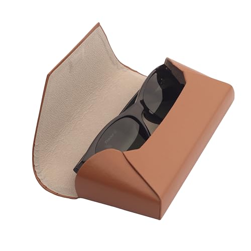 Image of VIVID Vision Unisex Adult Eyewear Specs Case Cover | Screw Driver | Free Cloth | Protect Eye Glasses | Chashma Dibbi | Spectacle Box | Magnetic | Faux Leather | IC-528 | Brown | 3 IN 1