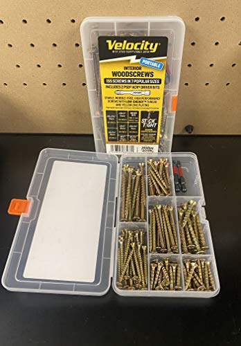 Velocity Portable Wood Screw Assortment Kit - 155 Interior Screws in 7 Popular Sizes & 2 PSD ACR Drive Bits - Thumbnail 3