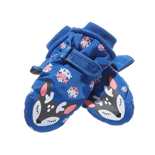 Genérico Guantes 1 par de Dibujos Animados niños Guantes de esquí Copos de Nieve Ciervos Manga Larga Mitones Invierno a Prueba de Viento Impermeable Grueso Guantes cálidos 4-9 años