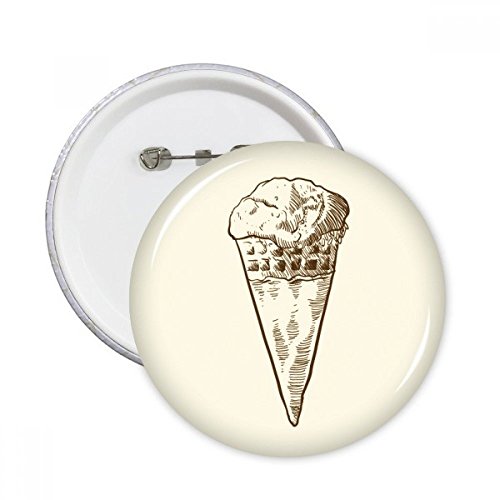 Badge rond vêtement motif sketch crème glacée broche décorative XL multicolore 5pcs